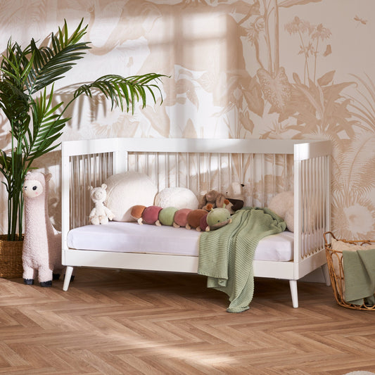 Obaby Maya Cot Bed - White with Acrylic 140 x 70