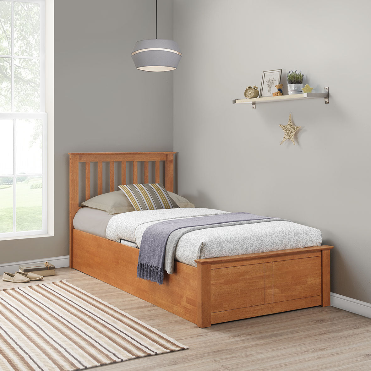 Bedmaster Francis Oak Wooden Ottoman Bed