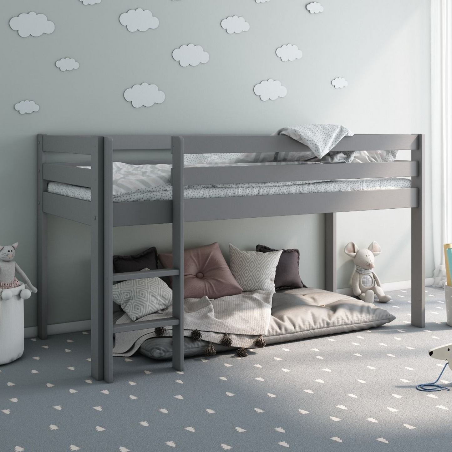 Noomi Nora Solid Wood Midsleeper Frame and Accessories (FSC-CERTIFIED)