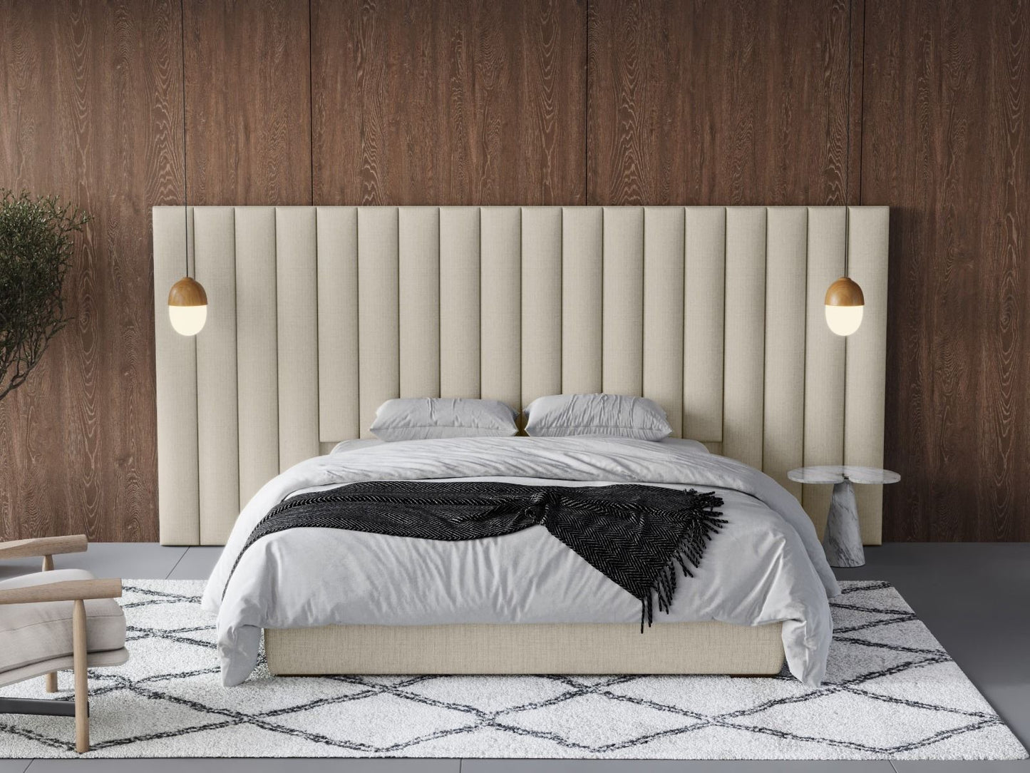 Flair Rosita Hotel Bed with Wide Panelled Headboard Cream