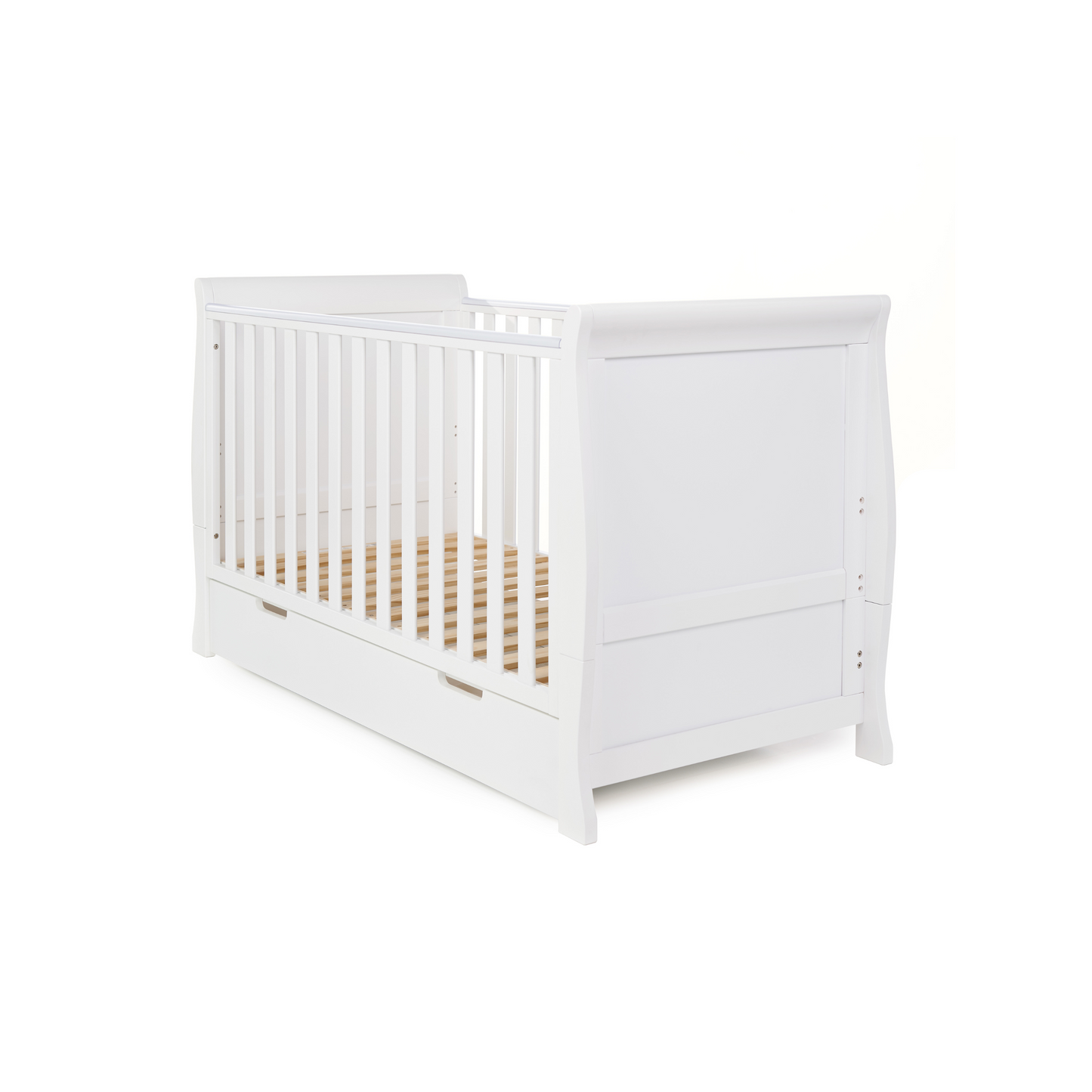 Obaby Stamford Classic Sleigh Cot Bed - White 140 x 70