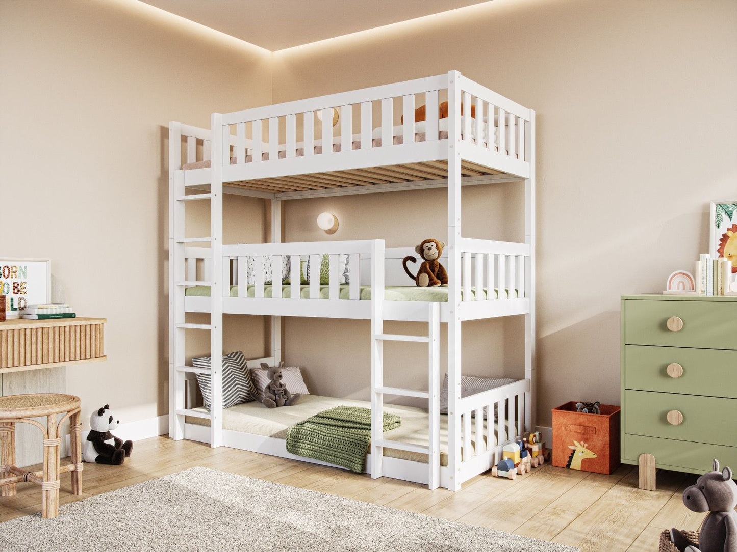 Flair Bea Triple High Wooden Bunk Bed