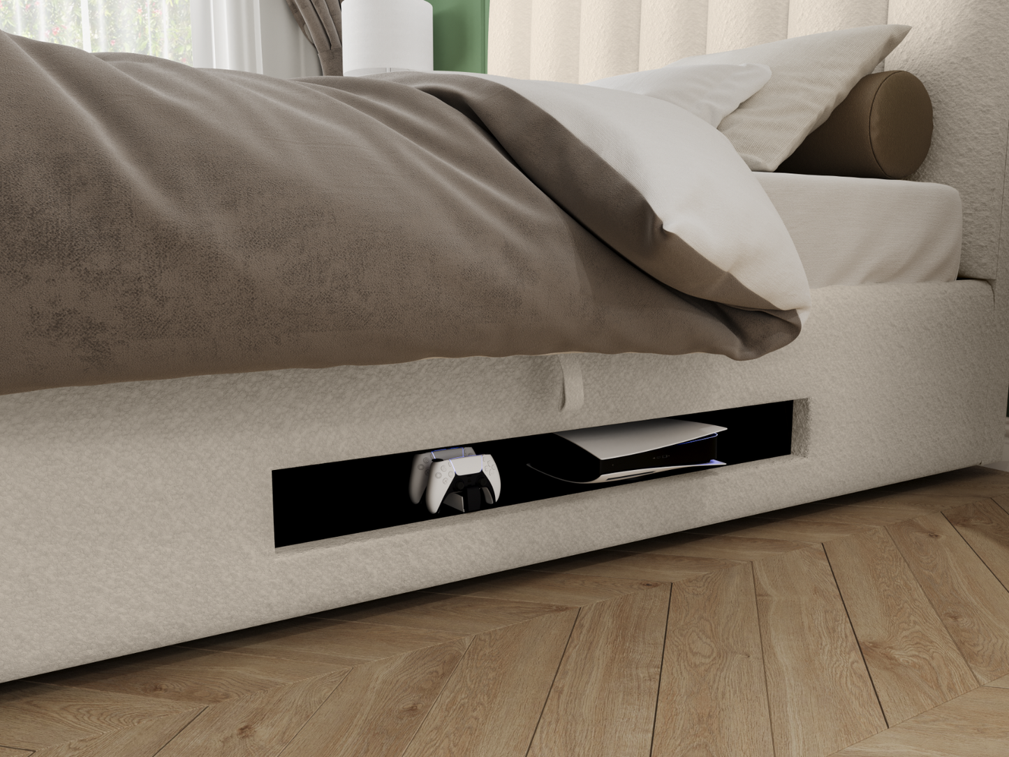 Flair Megane Boucle Side Lift TV Ottoman Bed