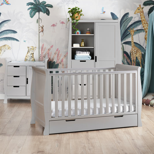 Obaby Stamford Classic Sleigh 3 Piece Room Set - Warm Grey 140 x 70