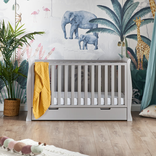 Obaby Stamford Classic Sleigh Cot Bed - Warm Grey 140 x 70