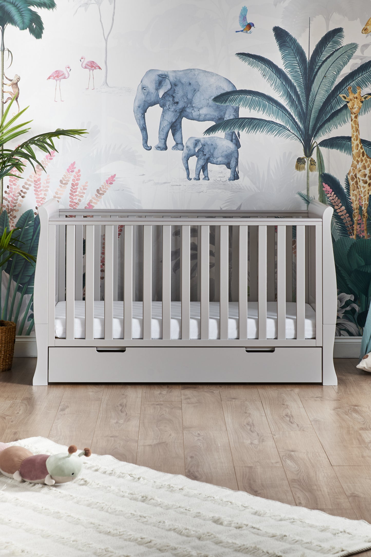 Obaby Stamford Classic Sleigh Cot Bed - Warm Grey 140 x 70