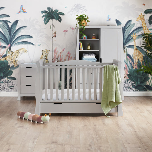 Obaby Stamford Luxe Sleigh 3 Piece Room Set - Warm Grey 140 x 70