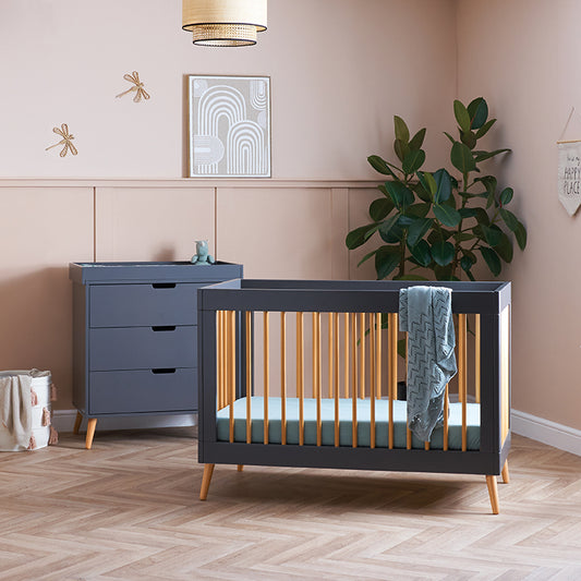 Obaby Maya Mini 2 Piece Room Set - Slate with Natural 120 x 60