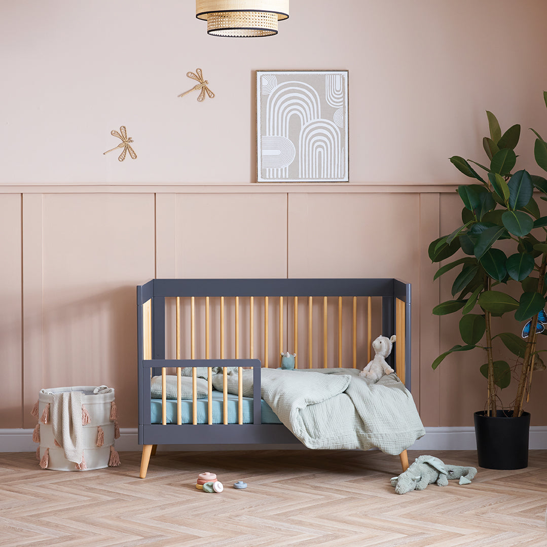 Obaby Maya Mini Cot Bed - Slate with Natural 120 x 60