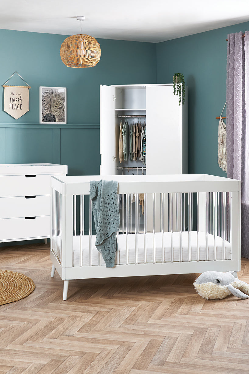 Obaby Maya 3 Piece Room Set - White with Acrylic 140 x 70