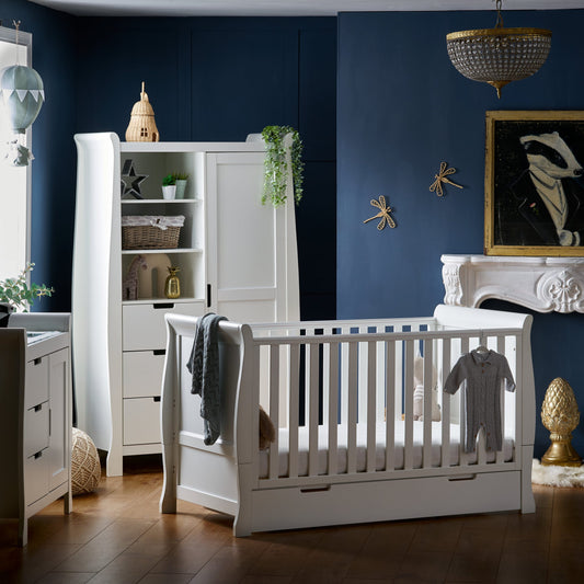 Obaby Stamford Classic Sleigh 3 Piece Room Set - White 140 x 70
