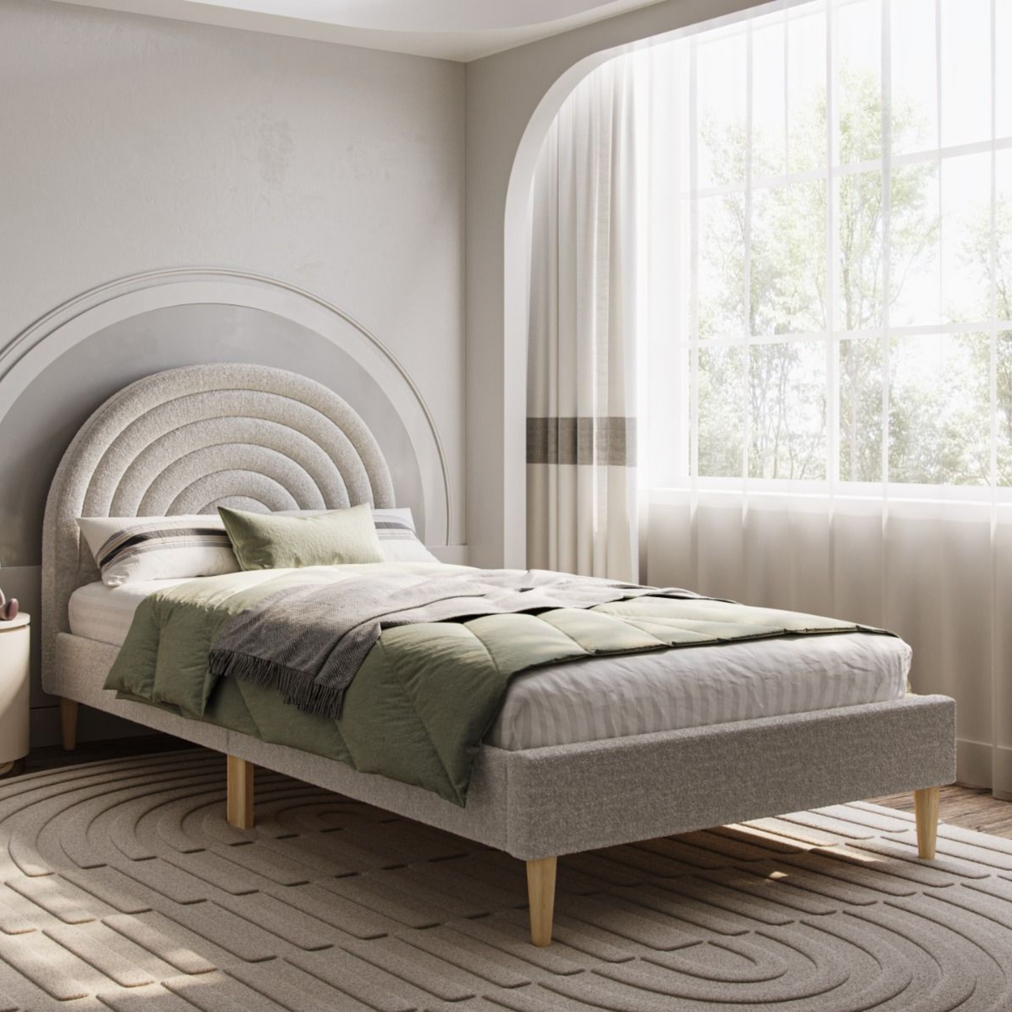 Flair Ava Boucle Fabric Single Bed