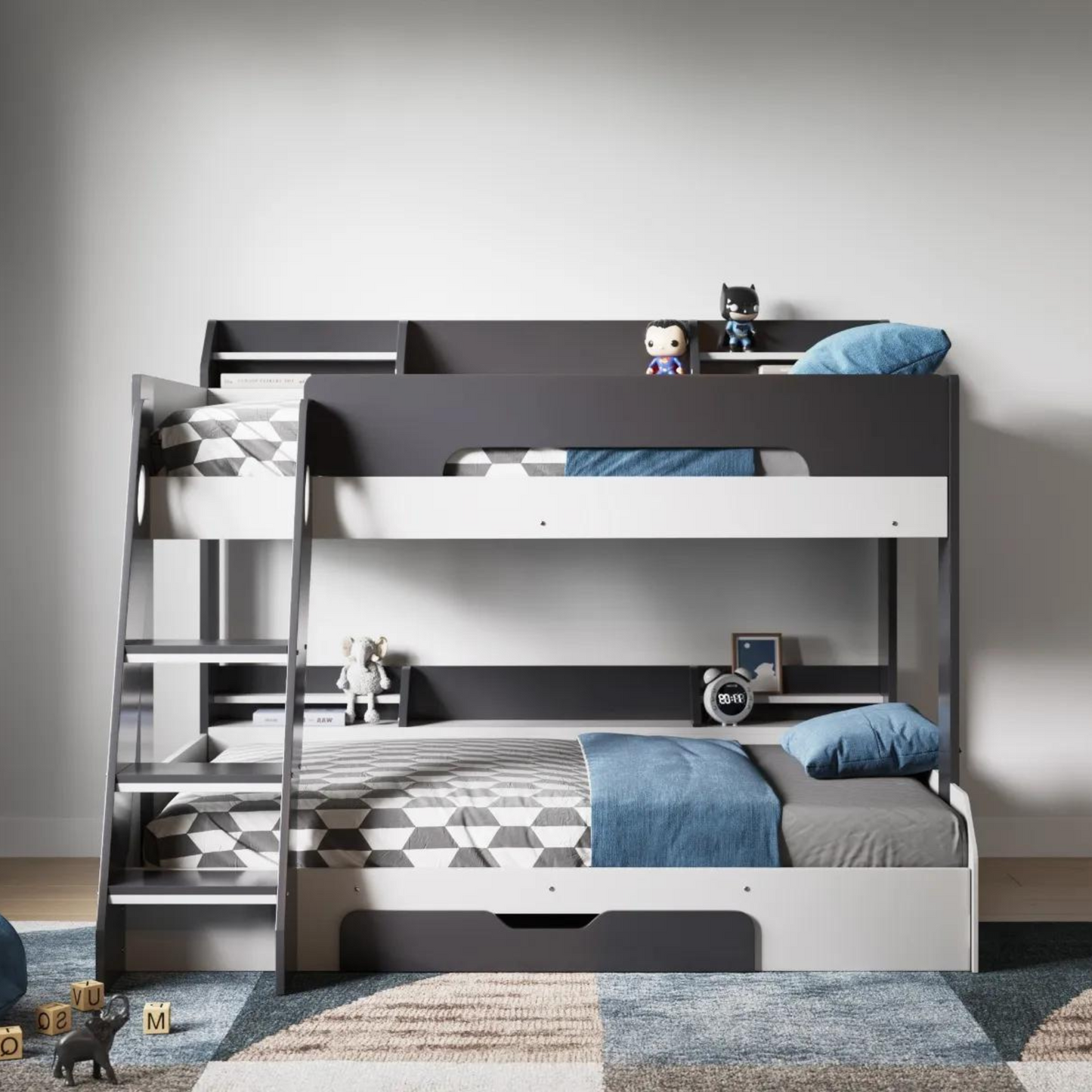 Flair Flick Triple Bunk Bed With Storage - Grey