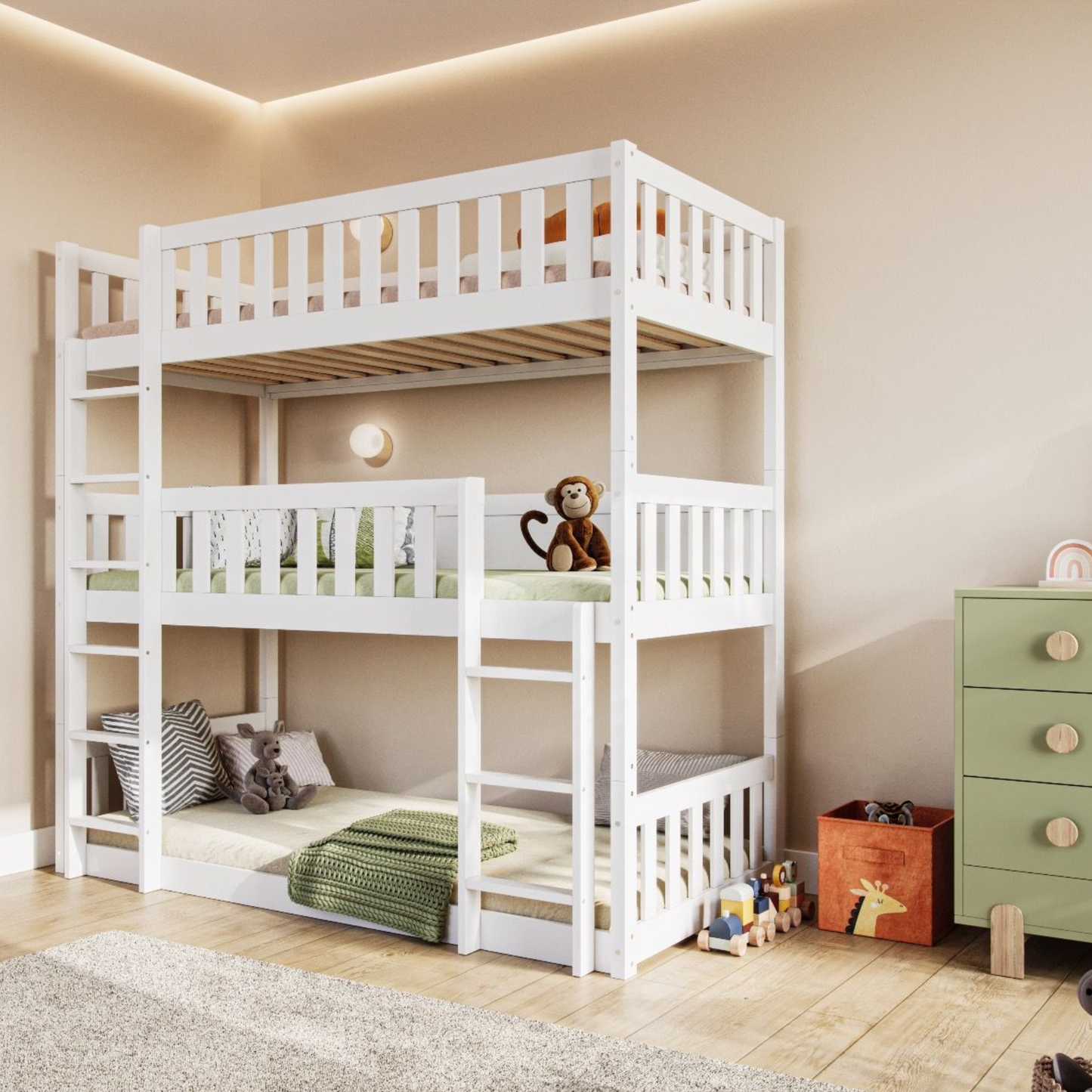 Flair Bea Triple High Wooden Bunk Bed