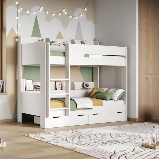 Flair Eddie Wooden Storage Bunk Bed with Shelves