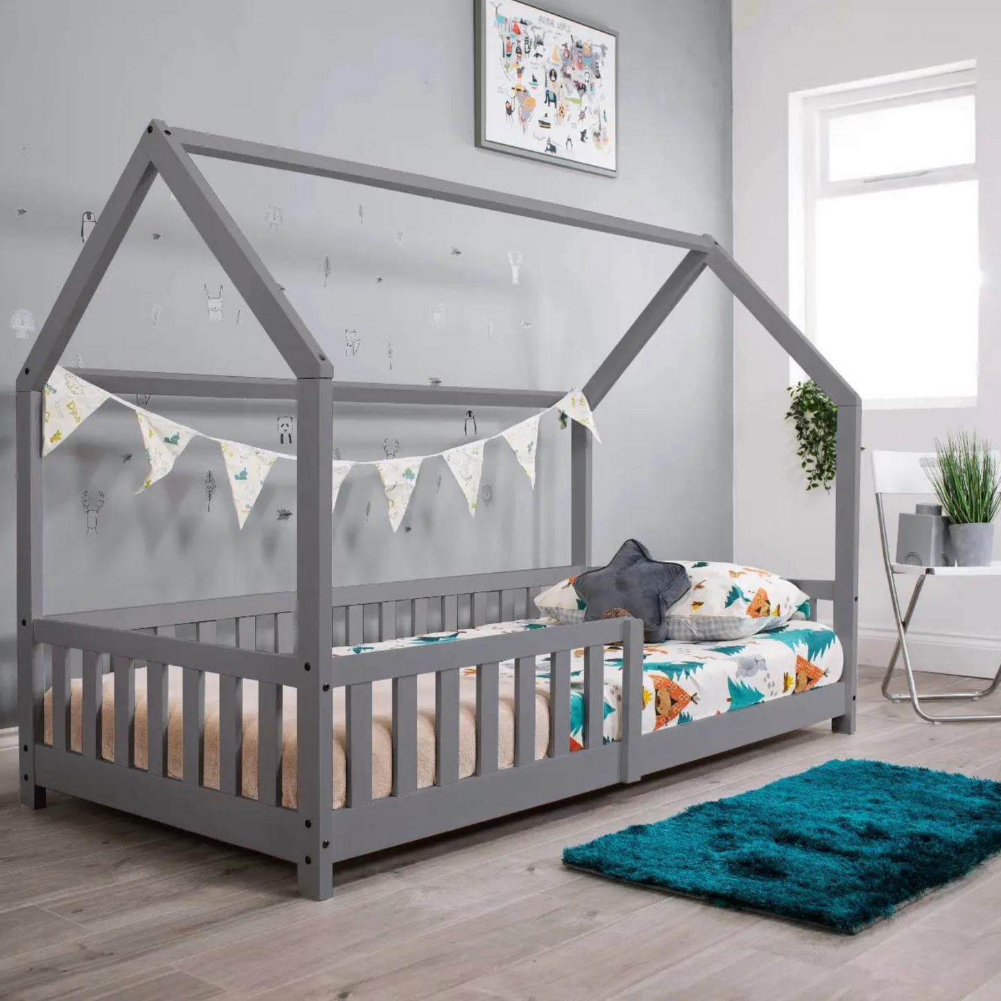 Flair Wooden Explorer Playhouse Bed With Rails