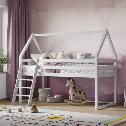 Flair Ellie House Midsleeper Wooden Bed - White