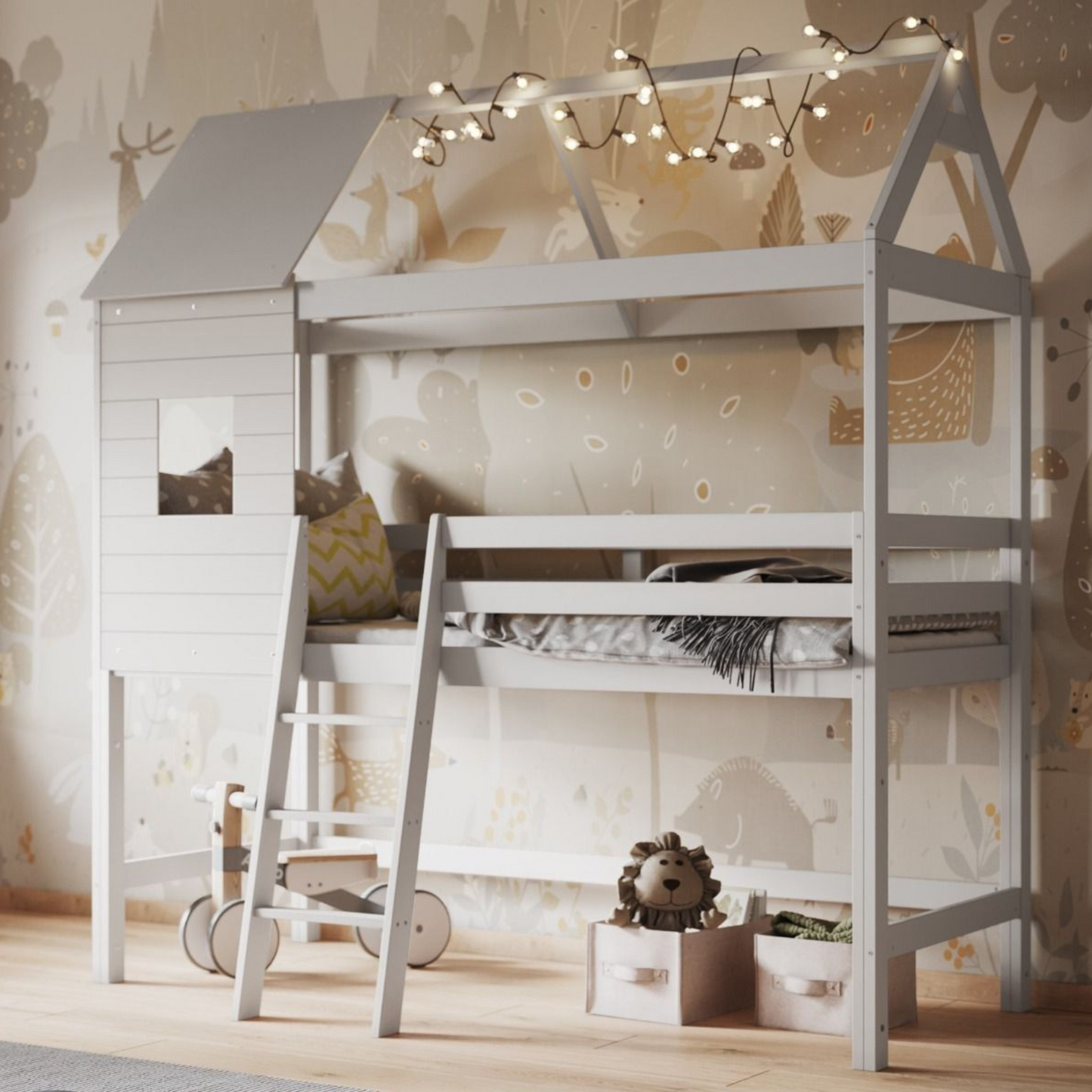 Flair White Wooden Hideaway Treehouse Midsleeper
