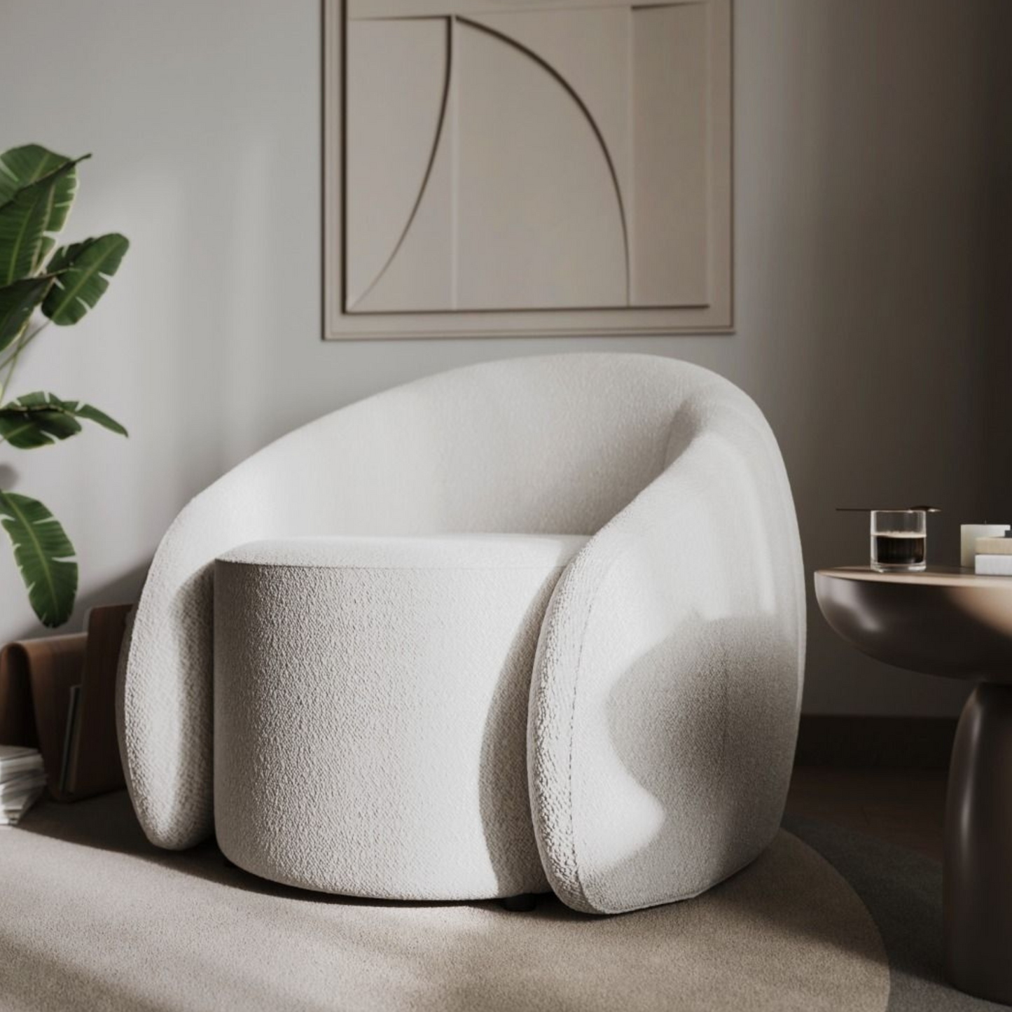 Flair Aelia Boucle Teddy Accent Swivel Chair - Cream