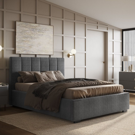 Flair Grey Waltz Fabric Ottoman Bed