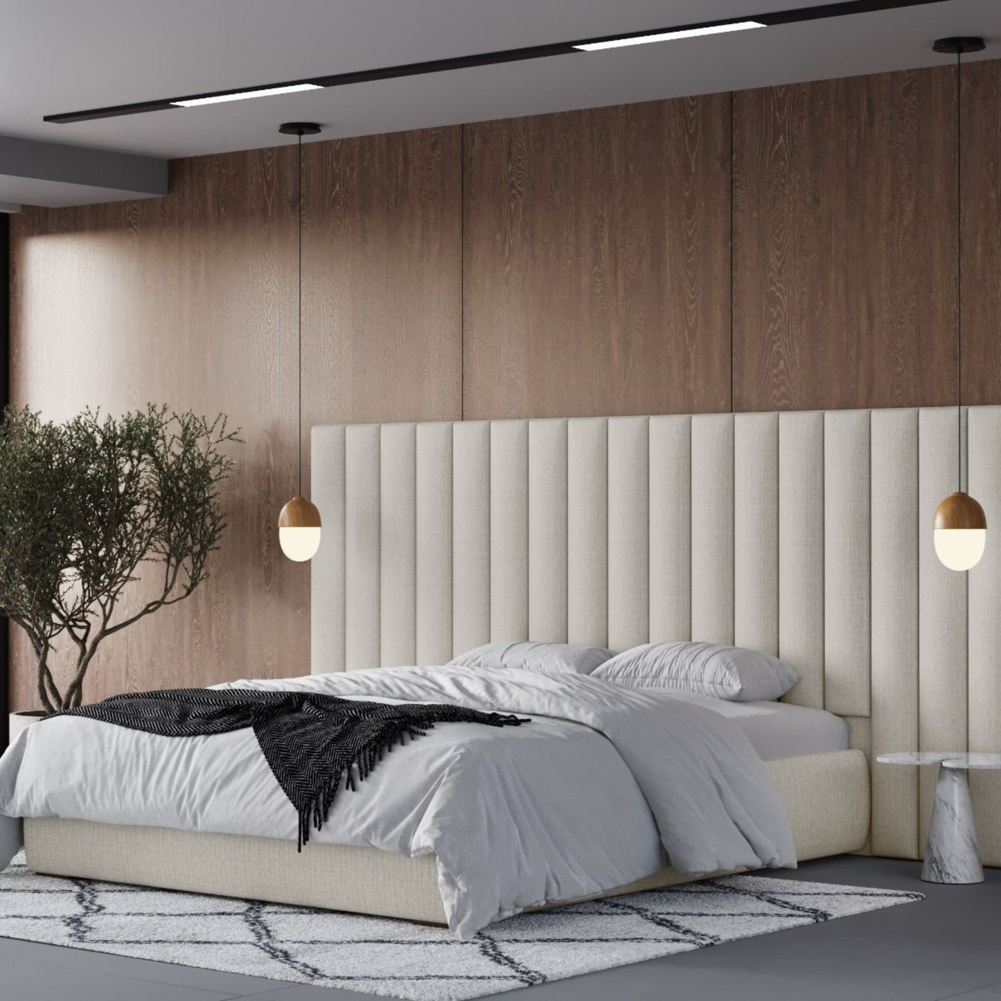 Flair Rosita Hotel Bed with Wide Panelled Headboard Cream