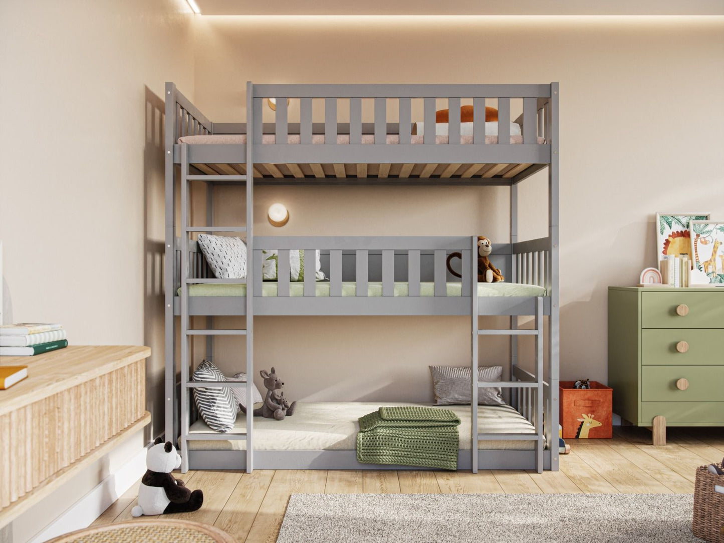 Flair Bea Triple High Wooden Bunk Bed