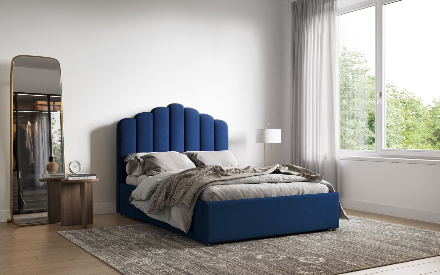 Flair Velvet Poseidon Shell Ottoman Bed