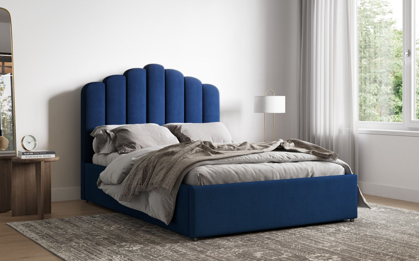 Flair Velvet Poseidon Shell Ottoman Bed