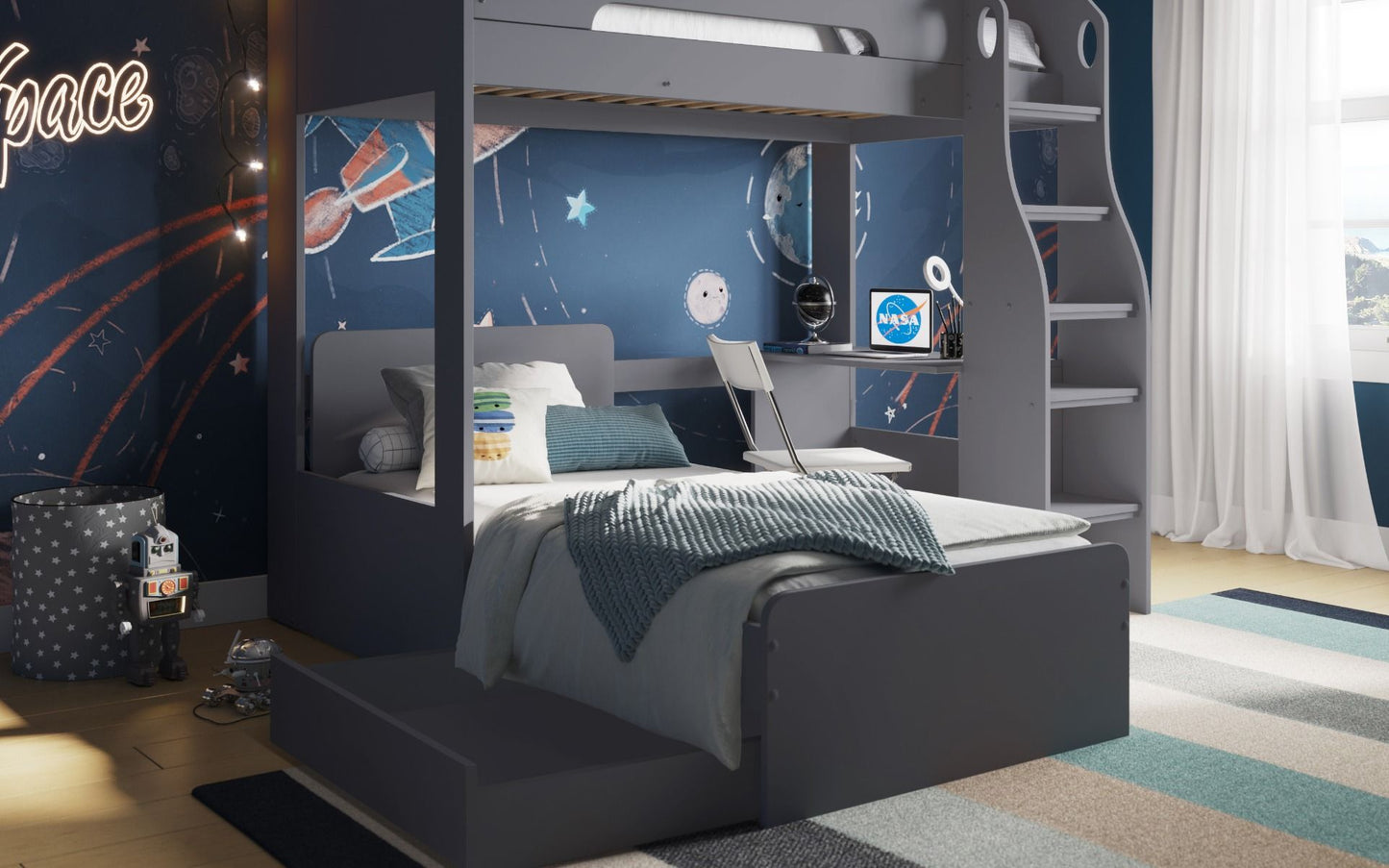 Flair Cosmic L shaped Single/Single Bunk Bed