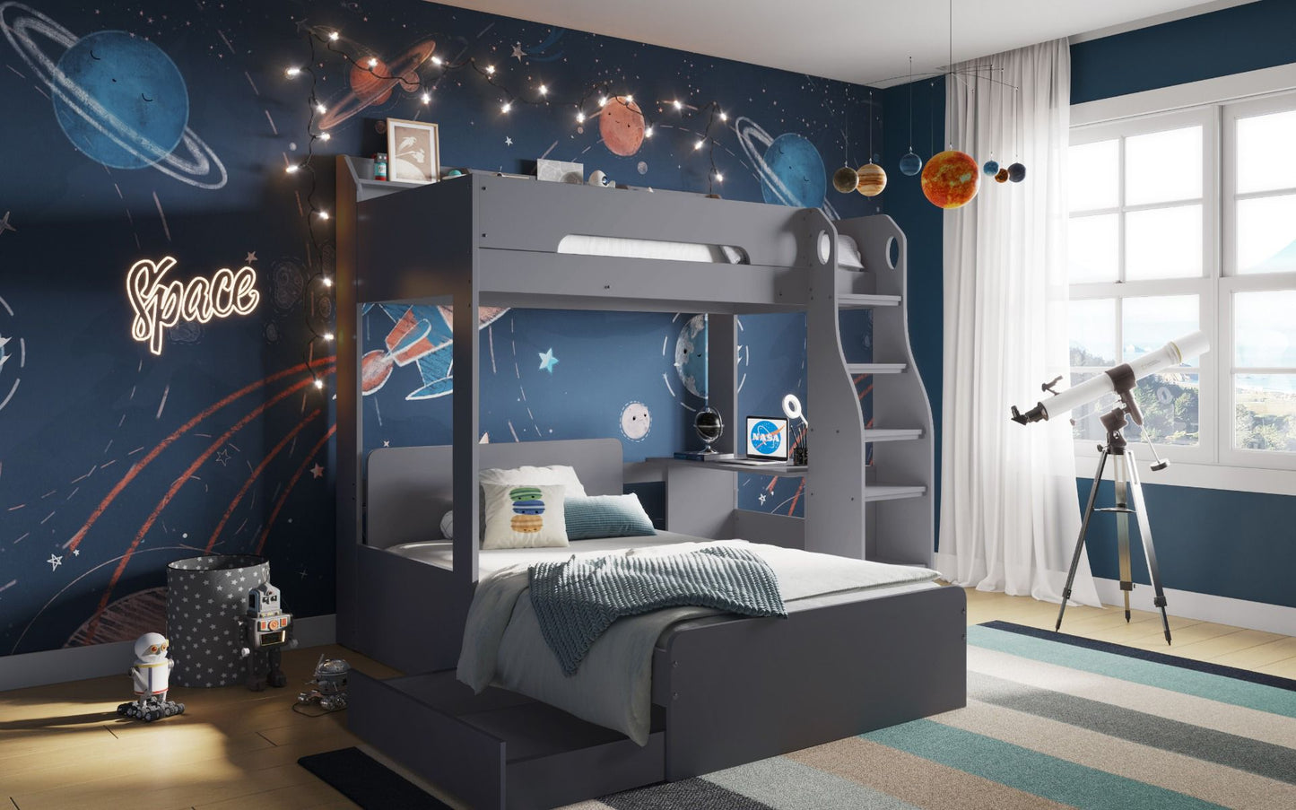 Flair Cosmic L shaped Single/Small Double Triple Bunk Bed