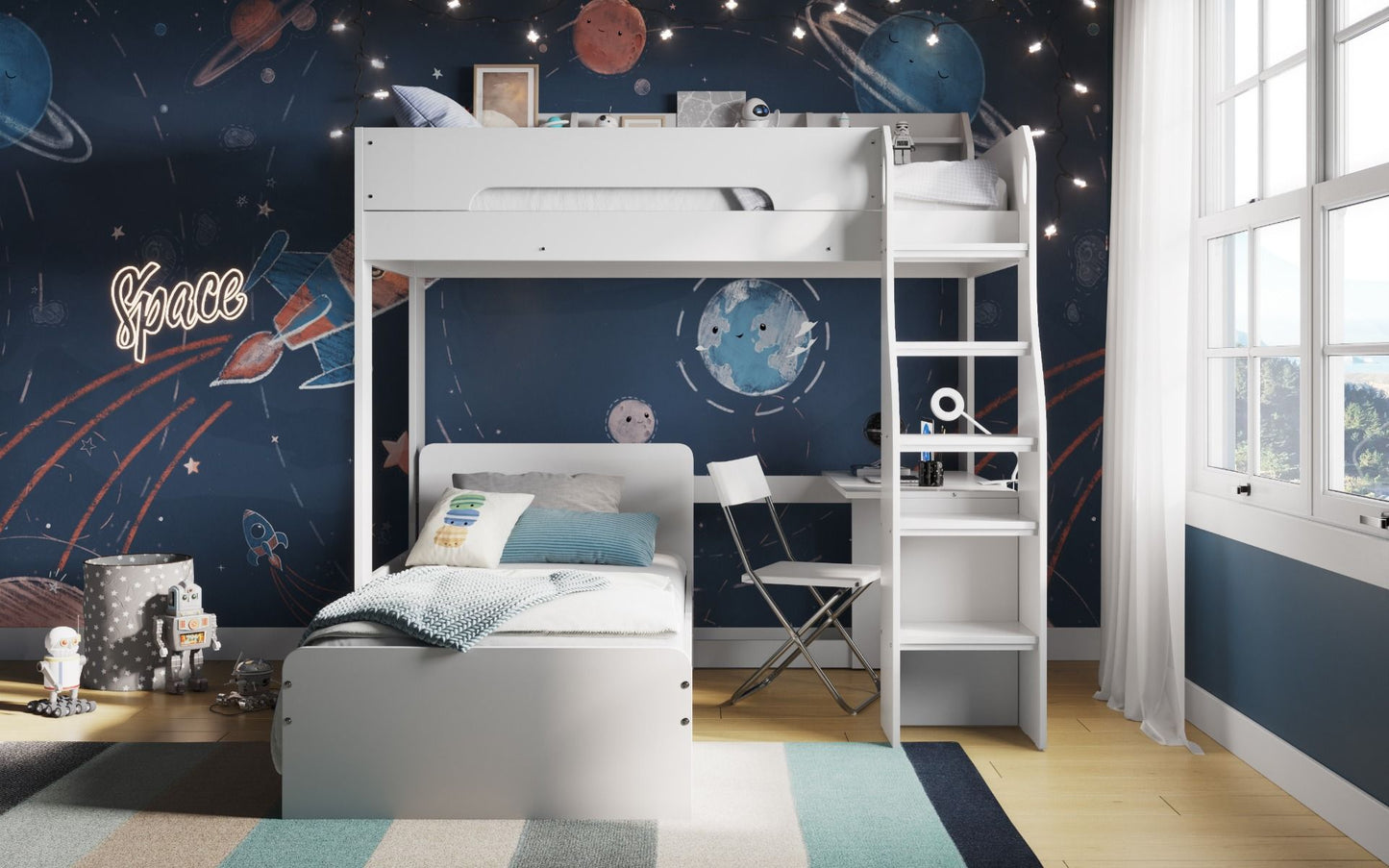 Flair Cosmic L shaped Single/Single Bunk Bed