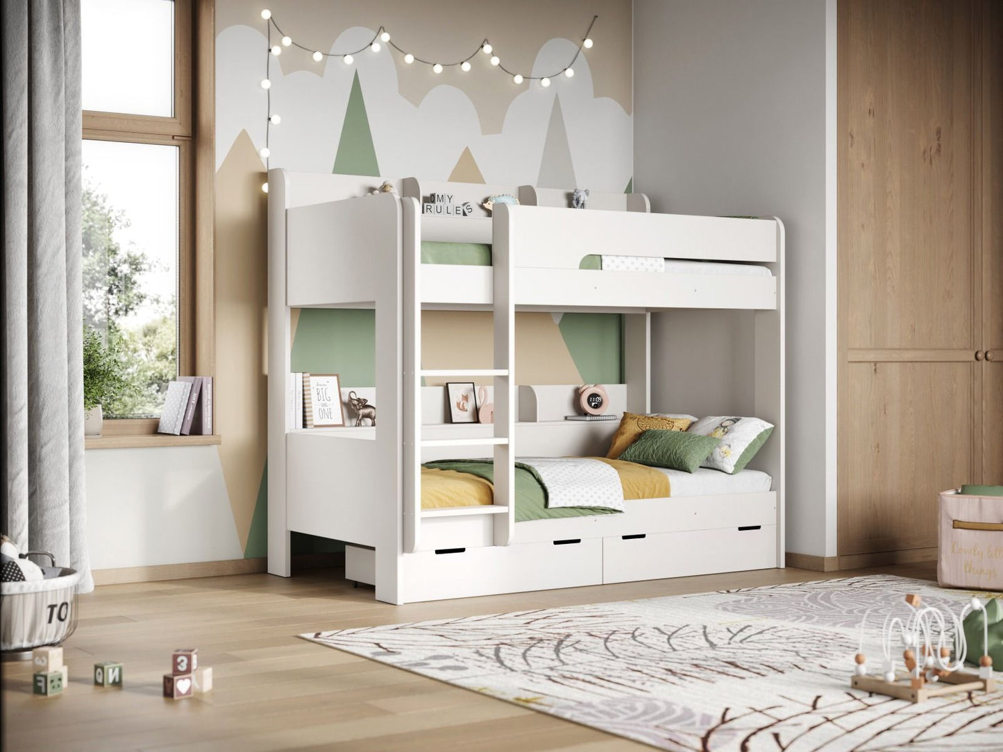 Flair Eddie Wooden Storage Bunk Bed with Shelves