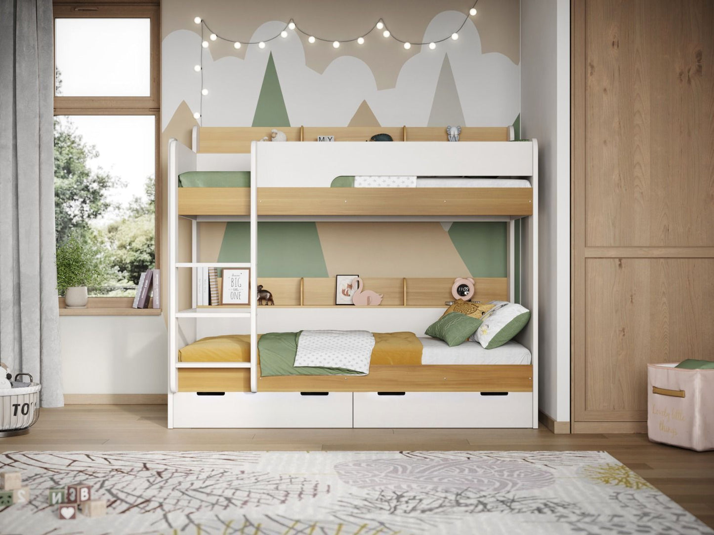 Flair Eddie Wooden Storage Bunk Bed with Shelves