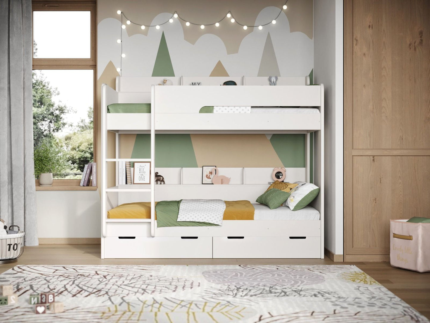 Flair Eddie Wooden Storage Bunk Bed with Shelves