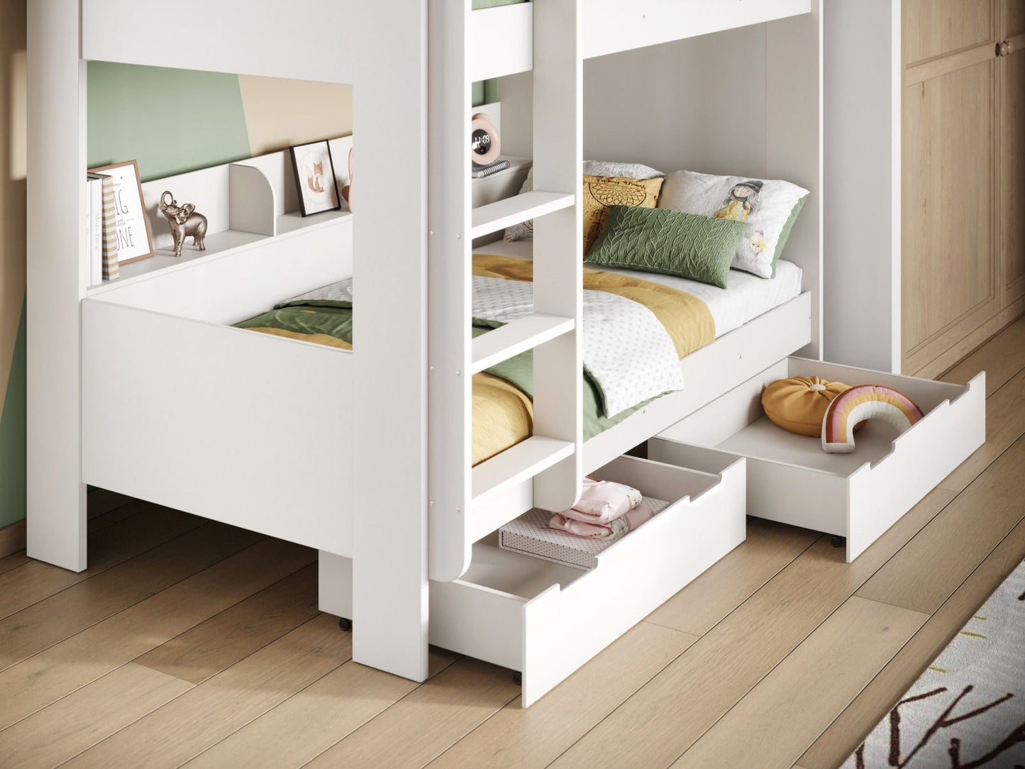 Flair Eddie Wooden Storage Bunk Bed with Shelves