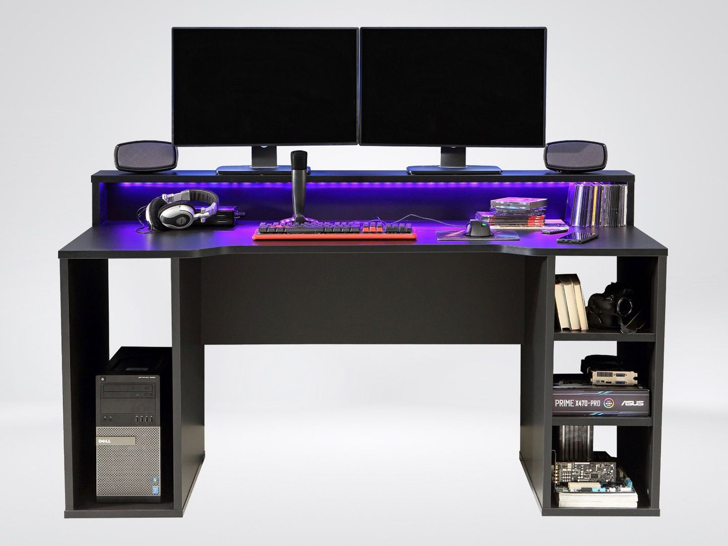 Flair Power X Black Computer Gaming Desk with Colour Changing Led Lights