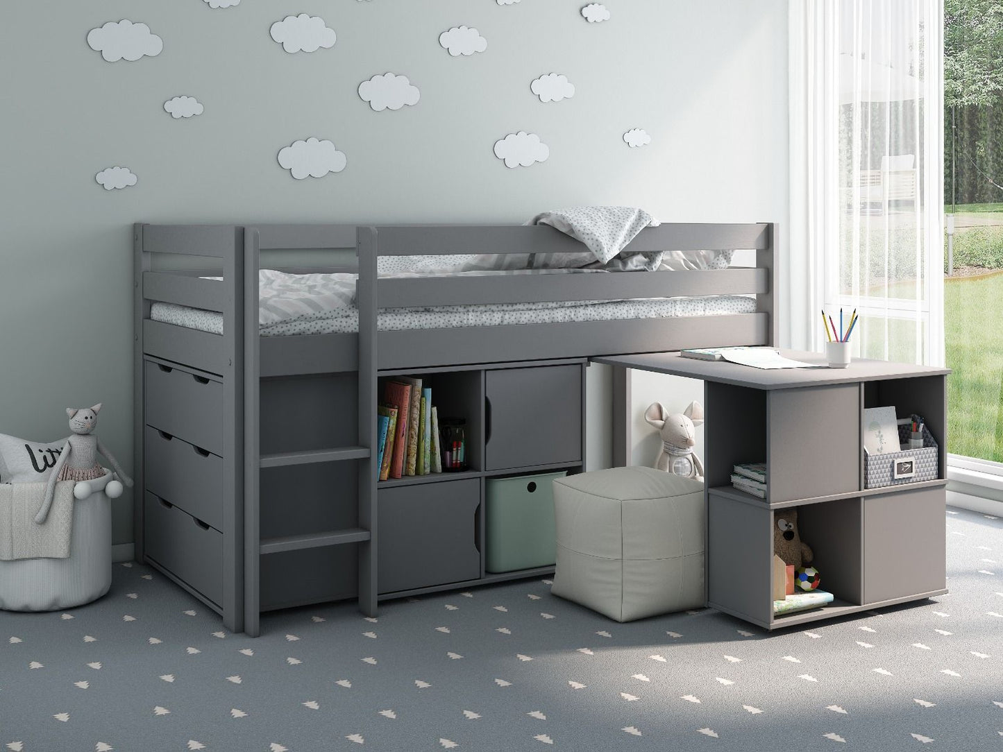Noomi Nora Solid Wood Midsleeper Frame and Accessories (FSC-CERTIFIED)