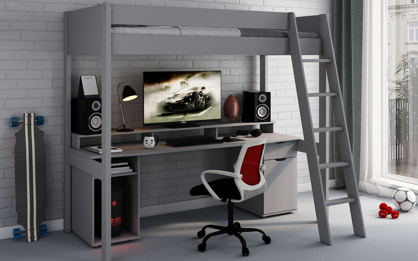 Noomi Tera Solid Wood Small Double Gaming High Sleeper (FSC-CERTIFIED)