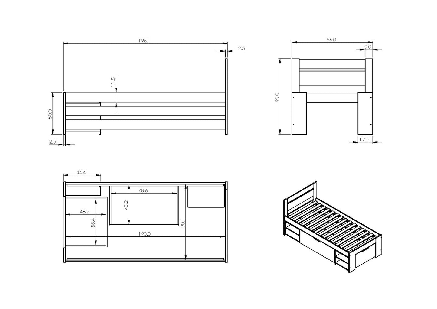 Noomi Hansa Storage Bed White