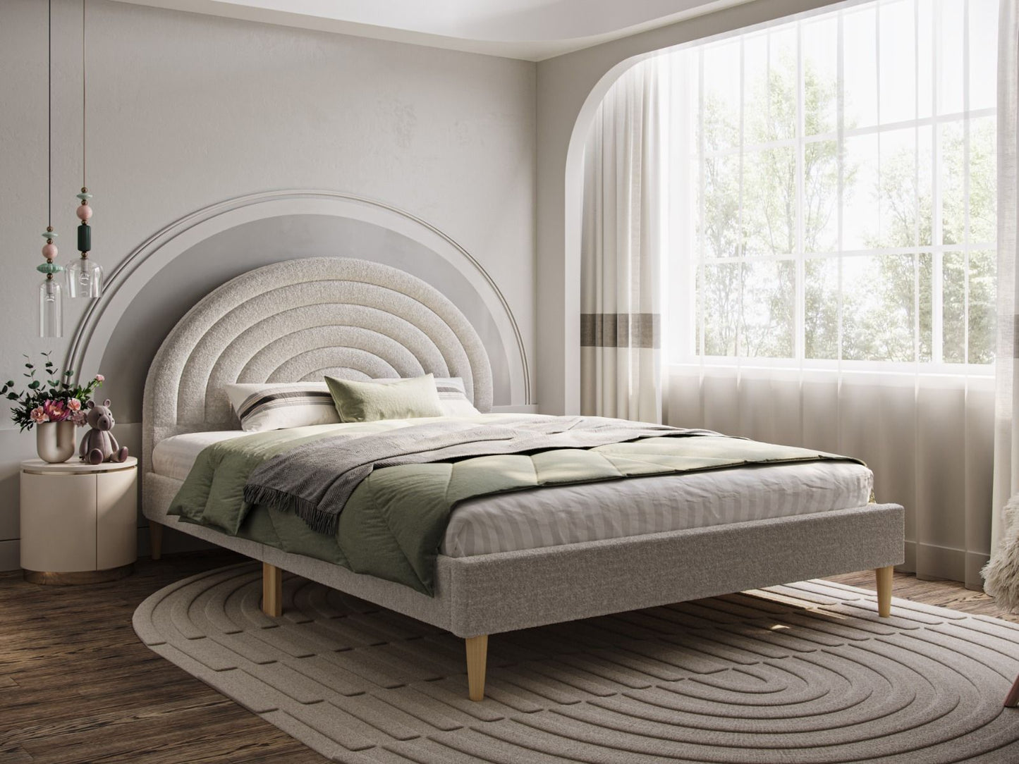 Flair Ava Boucle Fabric Double Bed
