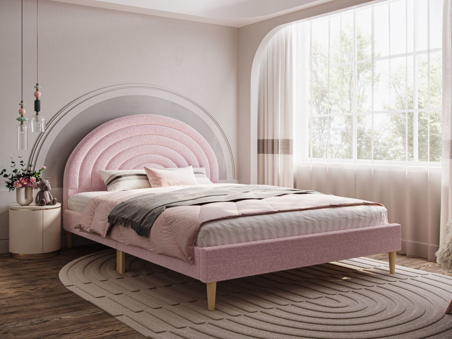 Flair Ava Boucle Fabric Double Bed