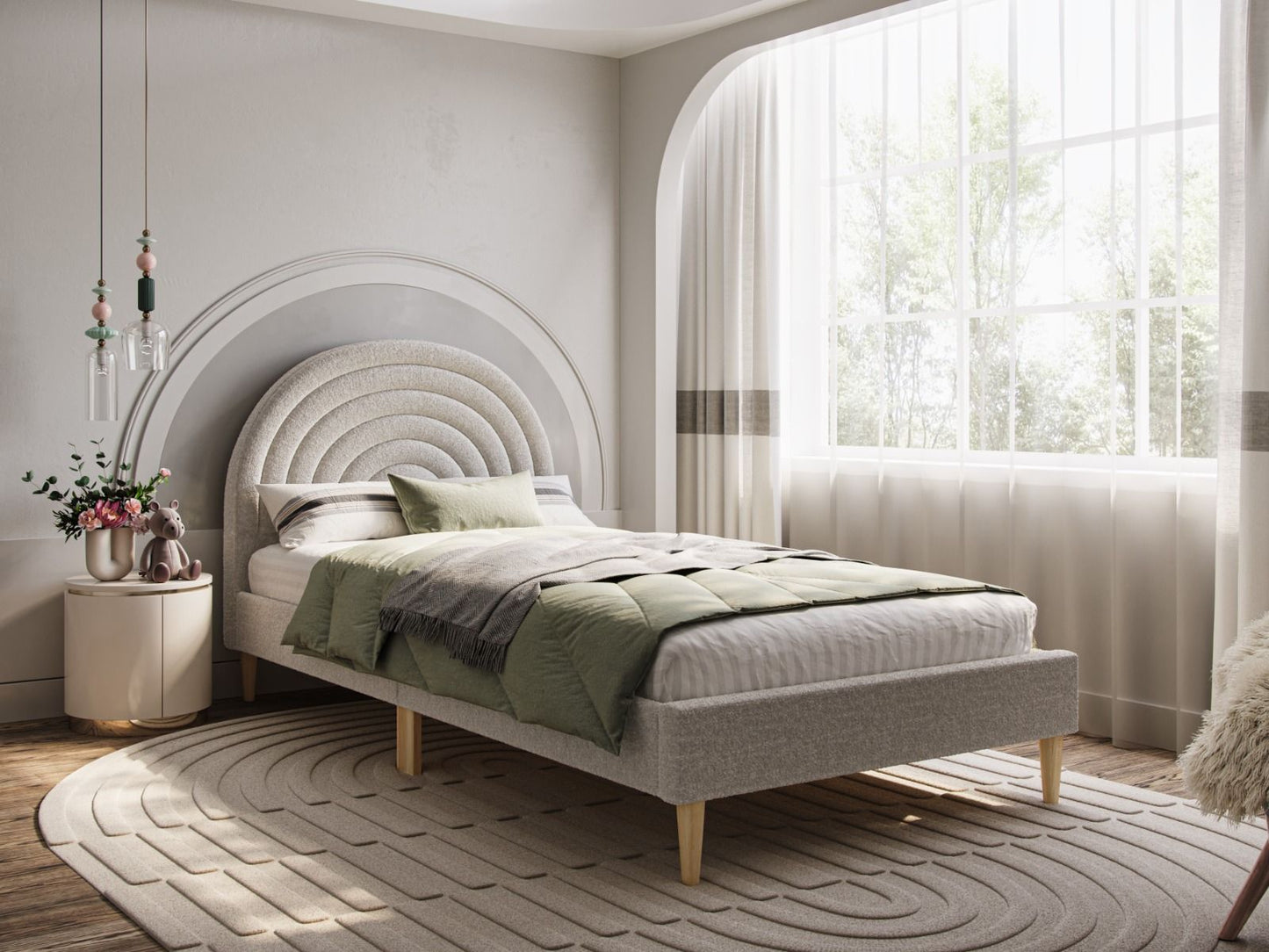 Flair Ava Boucle Fabric Single Bed