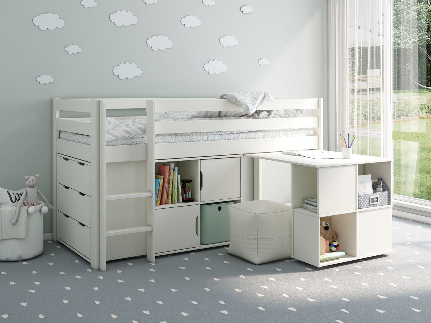 Noomi Nora Solid Wood Midsleeper Frame and Accessories (FSC-CERTIFIED)