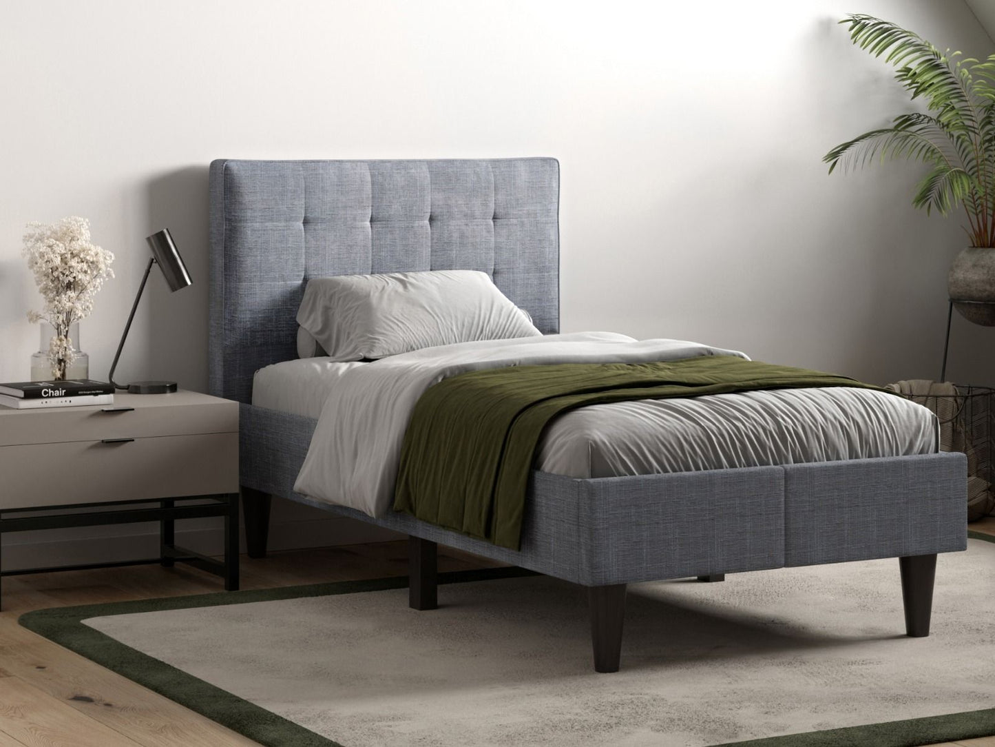 Flair Perth Linen Fabric Bed Grey