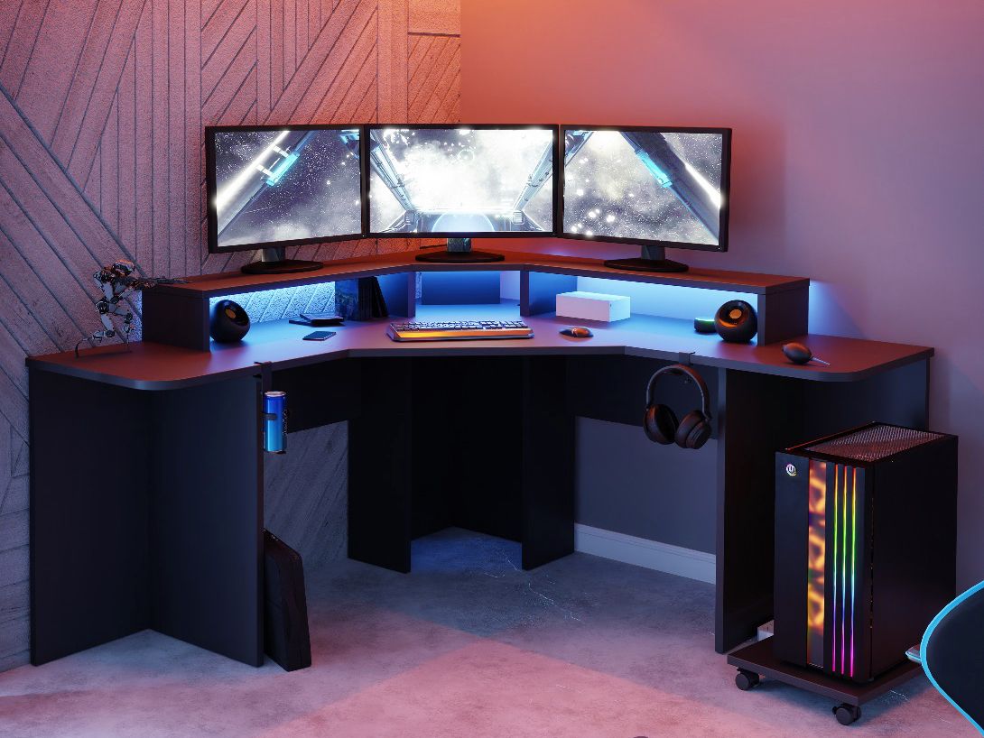 Flair Recoil Quartz Led Corner Computer Gaming Desk