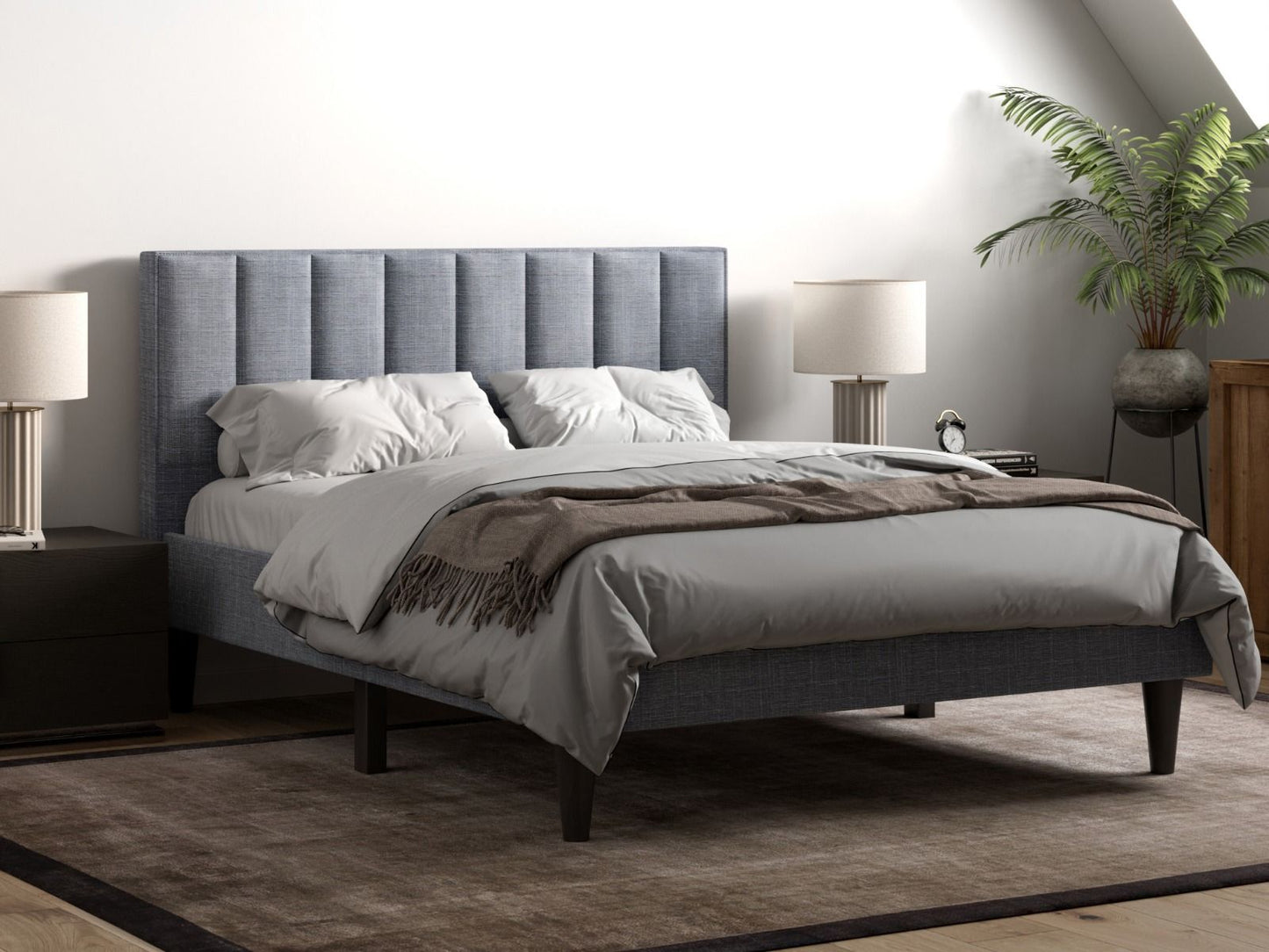Flair Riverside Linen Fabric Bed Grey
