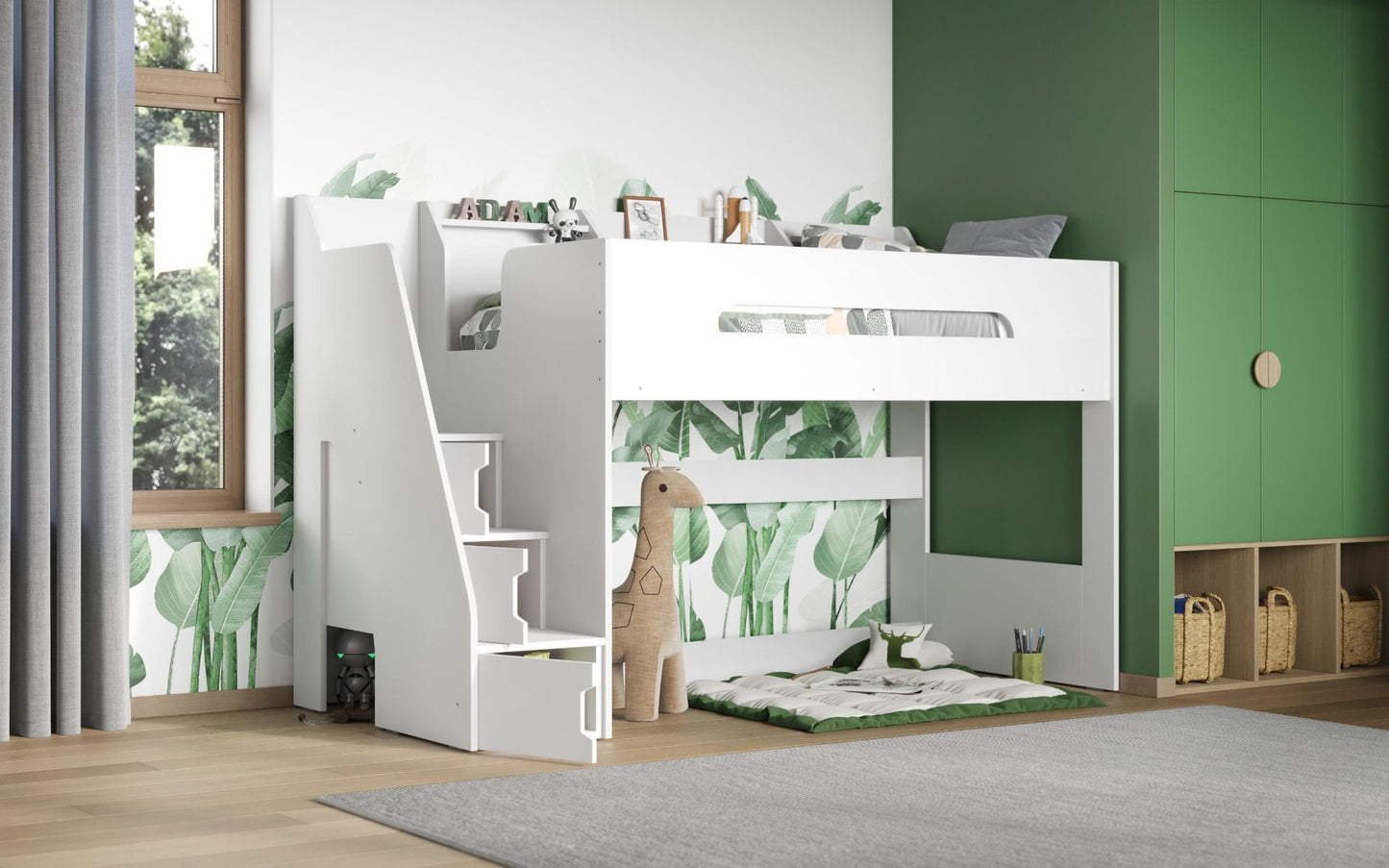 Flair Stepaside Staircase High Sleeper Bed - White