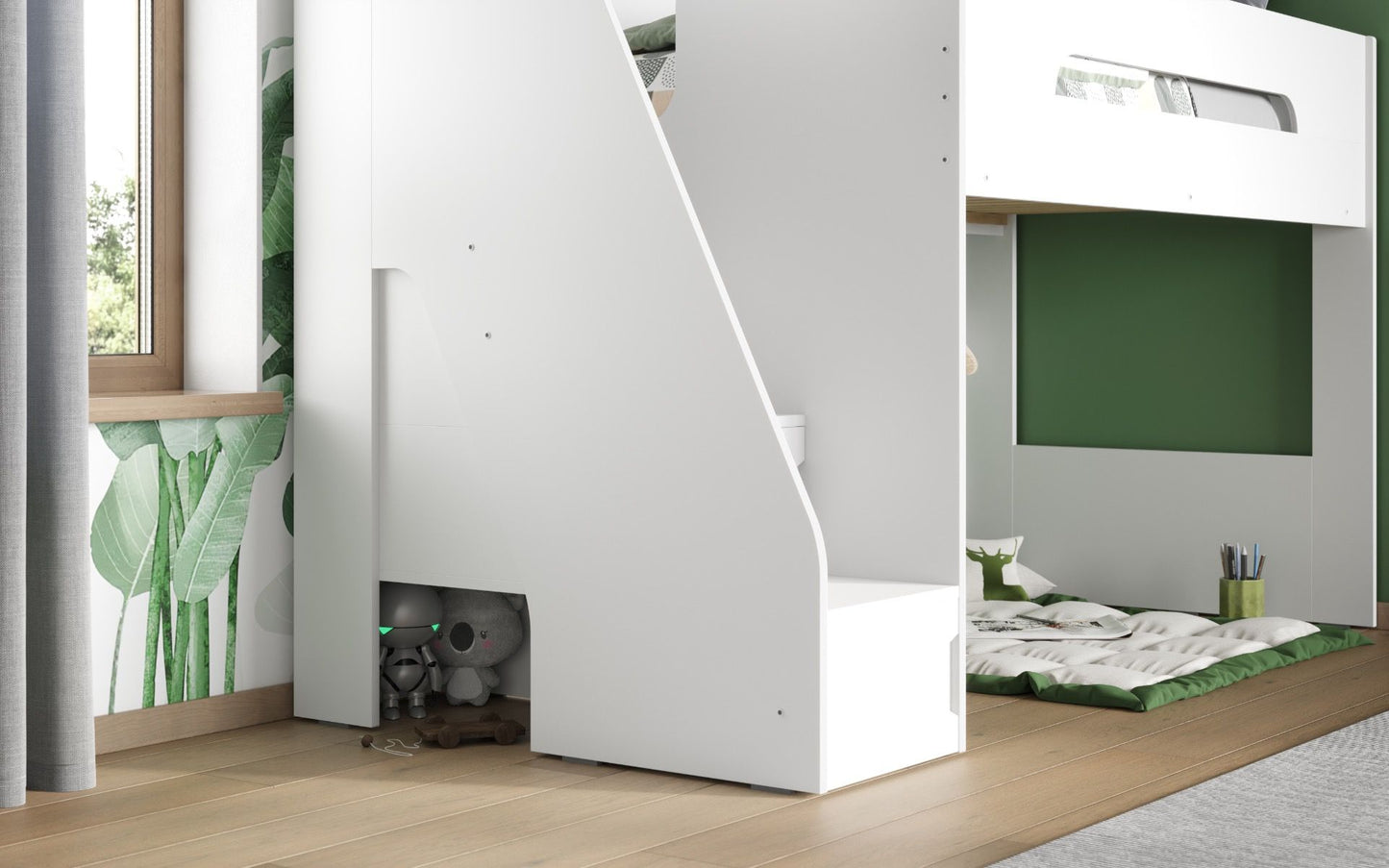 Flair Stepaside Staircase High Sleeper Bed - White