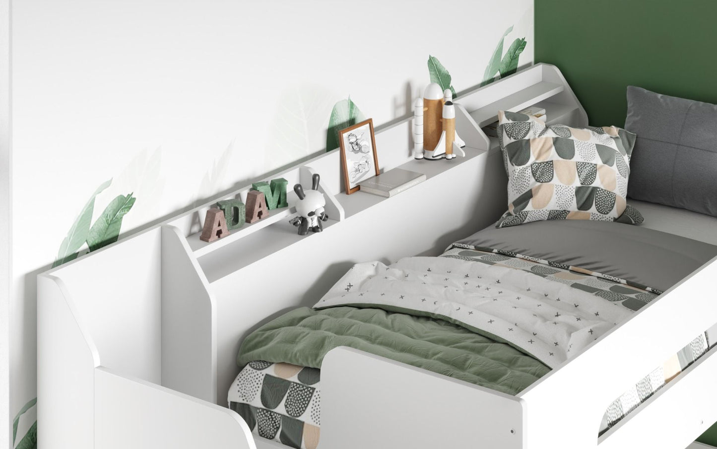 Flair Stepaside Staircase L Shaped Triple Bunk Bed - White