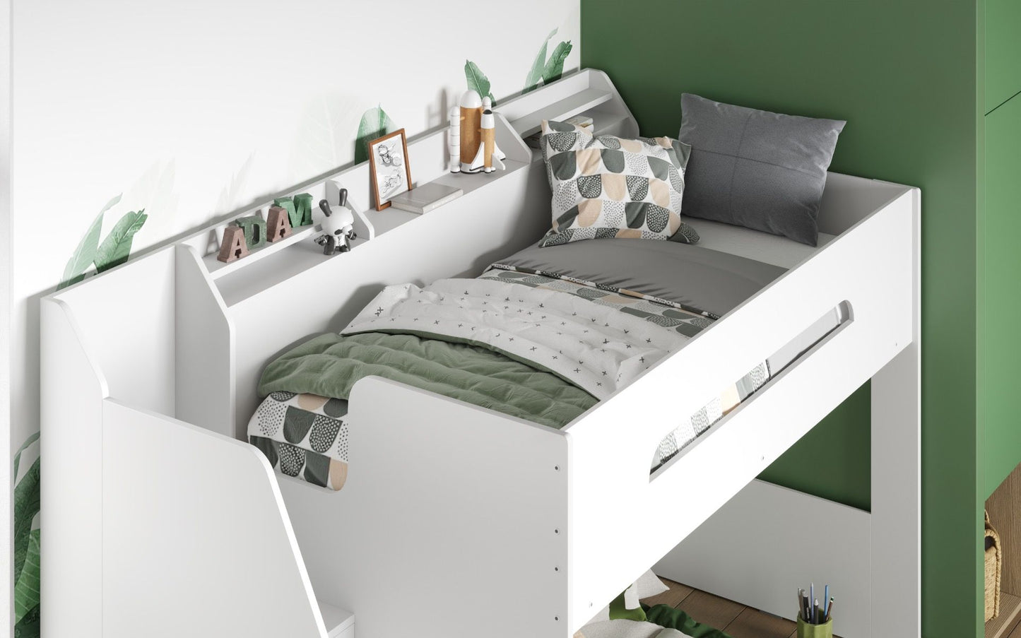 Flair Stepaside Staircase High Sleeper Bed - White